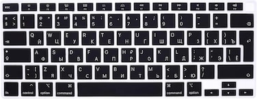EU/UK Layout Russian Language Silicone Keyboard Cover Skin For MacBook Air 13" 2020 With Touch ID Model:- A2179/A2337 M1 Chip, Keyboard Accessories" Black