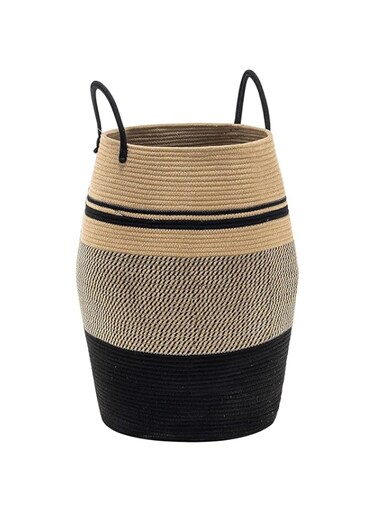 Beauenty Laundry Basket With Handles, Cotton Rope Storage Basket, Household Dirty Laundry Basket For Living Room, Bedroom, Bathroom (Bottom of Mouth 39cm * Height 65cm, Medium Diameter 49cm)