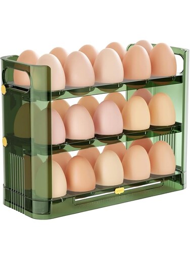 ALMEKAQUZ Egg Storage For Refrigerator,Reversible Egg Holder For Refrigerator, Egg Dispenser,Egg Tray,30 Count Large Capacity Egg Box For Fridge, Egg Holder For Countertop,Egg Storage And Egg Tray
