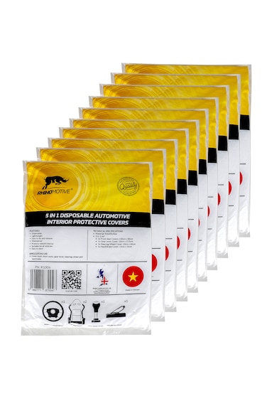 Rhinomotive Car Disposable Protective Covers for Interior Seats, 5 in 1 set, (10 sets) R1006