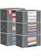 90L Large Storage Bag，6-pack Clothes Storage Bag，Foldable storage Bags For Clothes，with Reinforced Handle Window for Sweaters（Gray) Clothes Sealed Storage.