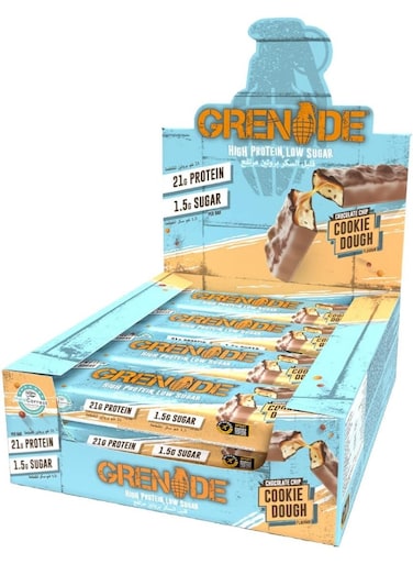 Grenade Protein Bars Chocolate Chip Cookie Dough (12X60Gm)-Display Box