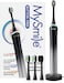 MySmile MS-D59 Button-Free Sonic Electric Toothbrush with Pressure Sensor and Visual Light Ring, Rechargeable Travel Tooth Brushes for Adults, 3 Brush Heads Included, Glacier Noir