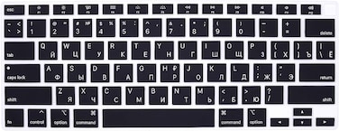 US Layout Russian language Silicone Keyboard Cover Skin For MacBook Air 13" 2020 With Touch ID Model:- A2179/A2337 M1 Chip, Keyboard Accessories" Black