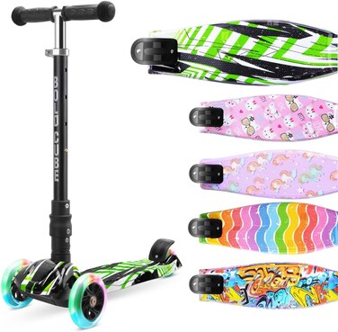 Boldcube Big Fold , 3 Wheel Scooter For Kids Ages 5-10 Years , LED Wheels , Rear Reflectors , Height Adjustable 65 To 89 cm