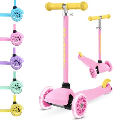 Boldcube Teeny , 3 Wheel Scooter For Kids Ages 2-6 Years , Flashing Wheels , Height Adjustable 53 To 70 cm , Toddler Collection