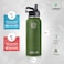 Zahive Stainless Steel Water Bottle 1l with 3 Lids &amp; Bag - Insulated Water Bottle with Straw - 1000ml Double Wall Thermos Flask for Travel Hot &amp; Cold Drinks, Sports, Gym, Leak Proof (32oz, Army Green)