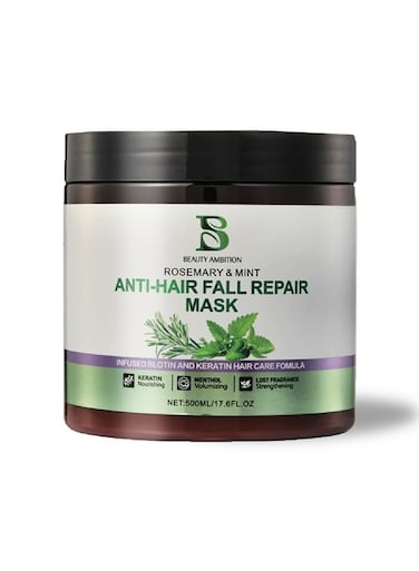 Beauty Ambition, Rosemary &amp; Mint Anti-Hair Fall Repair Mask for Hair Strengthening &amp; Volume Boost, 500ml