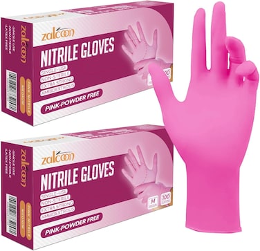 Zalcoon Nitrile Exam Gloves Disposable Latex Free Powder Free Chemical Resistance Disposable Gloves For Medical Exam, Home, Cleaning, Food Prep, Food Safe And Non-Sterile (2 Pack X 100 Pieces)