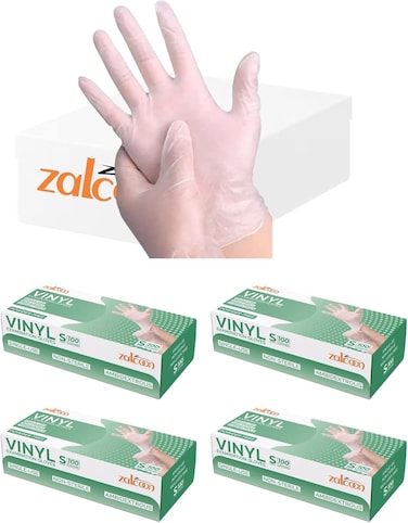 Zalcoon Vinyl Clear Disposable Gloves, 4.5G, Extra Small (Xs), Powder-Free, Smooth, Non-Sterile, Case Of 5 Boxes (100 Pieces X 5 Packs)