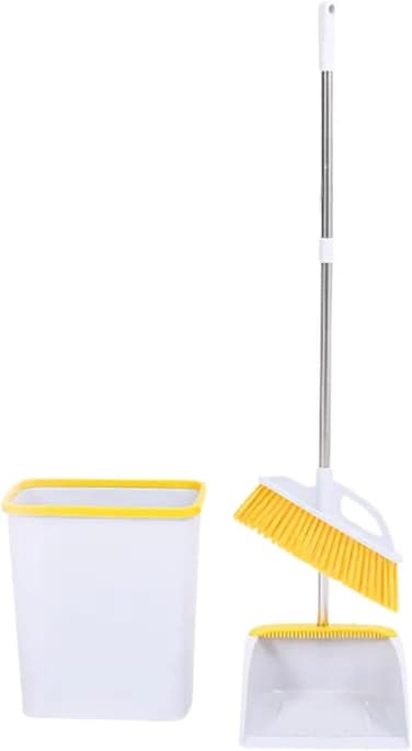 Zalcoon Household Floor Sweeping Upright Broom And Dustpan With Dustbin Set