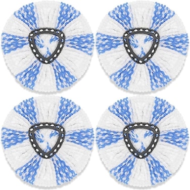 Zalcoon Spin Mop Heads Replacement - Compatible With Vileda Mop, Vileda Mop Heads Replacements, Easy Wring Spin Mop Replace Head For Floor Cleaning, Triangle Shape (4-Pack, Blue&amp; White)