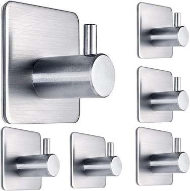 خطافات لاصقة من زالكون، خطافات مناشف فضية ذاتية اللصق مقاومة للماء تثبت على الحائط، خطافات شديدة التحمل من الستانلس ستيل للحمام والمطبخ، خطافات لاصقة للمنشفة والروب والليفة والمفاتيح والمعاطف والشنط -