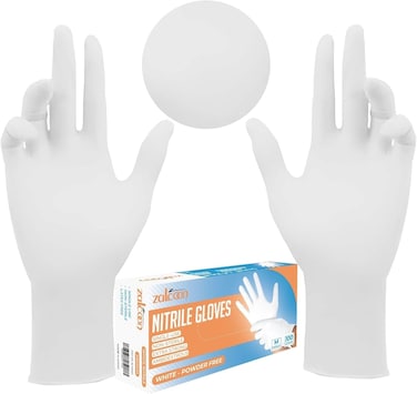 Zalcoon Nitrile Exam Disposable Gloves, Powder Free, Latex Free, Best For Restaurant, Saloon, Kitchen, Cleaning, Food Prep (100 Pieces X 1 Pack) - Extra Large