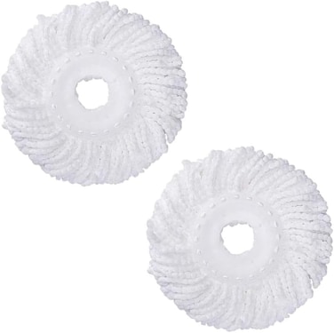 Zalcoon Spin Mop Replacement Head For 360&deg;, Microfiber Mop Head Replacement Refills Round Shape Standard Size (Pack Of 2 Pieces) (White)