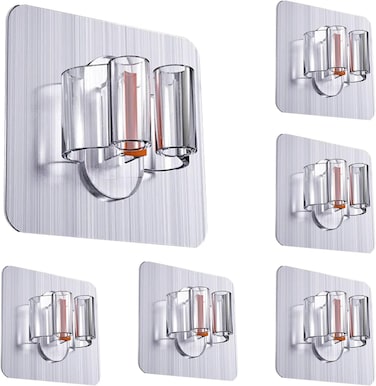 حامل ممسحة ومكنسة يثبت على الحائط من زالكون، حامل ممسحة ذاتي اللصق للمنزل والمرآب والحديقة وغرفة الغسيل، منظم ادوات المطبخ، 6 قطع