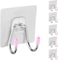 Zalcoon Adhesive Wall Hooks 6 PCS (Double Hooks), Wall Hangers Without Nails Self-Adhesive Traceless Clear And Removable, Waterproof And Rustproof Multiple Uses For Bathroom Kitchen Home