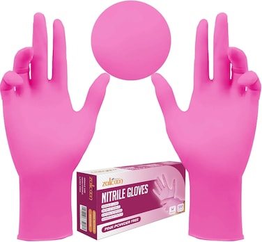 Zalcoon Nitrile Exam Disposable Gloves, Powder Free, Latex Free, Best For Restaurant, Saloon, Kitchen, Cleaning, Food Prep (100 Pieces X 1 Pack) - Extra Large