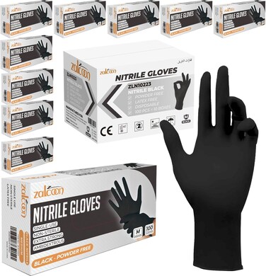 Zalcoon Nitrile Exam Gloves Disposable Latex Free Powder Free Chemical Resistance Disposable Gloves For Medical, Home, Cleaning, Food, Food Safe And Non-Sterile (10 Pack X 100 Pieces) - Extra Large