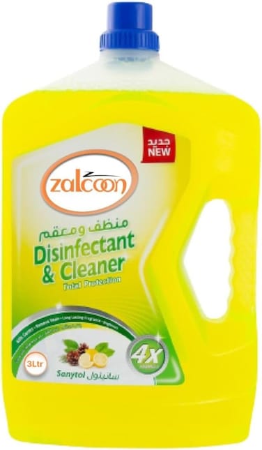 Zalcoon 3 Litre Antibacterial Power Floor Cleaner With 4 Times Powerful Cleaning, Lemon Fragrance, Multi-Purpose Fabreez Liquid Cleaner Professional Household Non-Toxic Hardwood Floor Cleaner