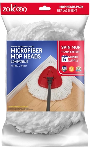 رؤوس ممسحة دوارة بديلة من زالكون متوافقة مع فيليدا ايزي رينج/او سيدر، راس ممسحة دوارة بديلة لتنظيف الارضيات، شكل مثلث (عبوة من قطعة واحدة) (ابيض)