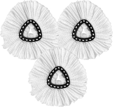 Zalcoon Spin Mop Heads Replacement Compatible With Vileda Easy Wring/O Cedar, Spin Mop Head Replacement For Floor Cleaning, Triangle Shape (Pack Of 3) (White)