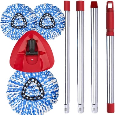 3 رؤوس ممسحة دوارة بديلة من زالكون، مقبض وقاعدة متوافقة مع فيليدا ايزي رينج/او سيدار، راس ممسحة غبار او سيدا بديلة لتنظيف الارضيات، شكل مثلث (ازرق)