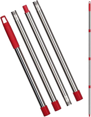 Zalcoon Spin Mop Replacement Stainless Steel Handle - Mop Stick Compatible With Vileda Easy Wring/O Cedar, 4-Section 30" To 58" Mop Handle Replacement Stick