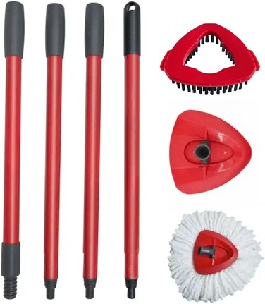 رؤوس ممسحة دوارة بديلة ومقبض وقاعدة وفرشاة تنظيف متوافقة مع رأس فيليدا ايزي وايرينج لتنظيف الارضيات بشكل مثلث من زالكون