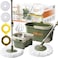 Zalcoon Spin Mop And Bucket With Wringer Set, Telescopic Handle For Floor Cleaning, 360&deg; Spinning Mop Bucket With 2 Wheels Easy Moving, Extra Microfiber Mop Pads And Scrub Brush (Olive Green)