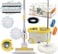 Zalcoon Spin &amp; Sponge Mop And Bucket With Wringer Set, 360&deg; Spinning Mop And 33cm Sponge Mop, 2 Extra Refill For Spin &amp; 2 Extra Refills For Sponge Mop, Mop Slippers &amp; Scrub Brush (Grey)