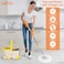 ممسحة دوارة بمقبض وقاعدة تلسكوبية لتنظيف الارضيات من زالكون، دلو ممسحة دوارة 360 درجة مع 2 ممسحة مايكروفايبر قابلة لاعادة التعبئة (رمادي)