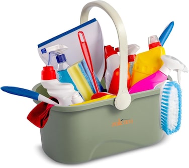 Zalcoon 3.4 Gallon (13L) Large Plastic Water Bucket With Handle For House Cleaning Multiuse, Laundry Basket, Portable Plastic Basket For Storage Organization (Olive Green)