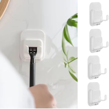 حامل شفرات حلاقة قابل للتعليق على جدار الدش من زالكون، خطافات بيضاء للحلاقة، شماعات شفرات لاصقة للحمام، 6 قطع
