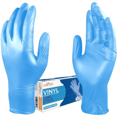 ZALCOON Blue disposable Gloves, 4.5g latex free Powder Free   Gloves for light use, Home, Cleaning, Food Prep, Food safe and Non-Sterile Medium (M) (1 Pack x 100 Pieces)