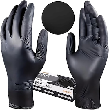 ZALCOON Black Clear disposable Gloves, 4.5g latex free Powder Free Gloves for light use, Home, Cleaning, Food Prep, Food safe and Non-Sterile Large (L) (1 Pack x 100 Pieces)