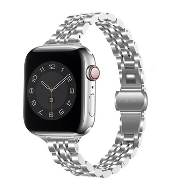 O Ozone - Slim Metal Straps for Apple Watch Series 10   Ultra 2   8 Ultra   9   8   7   6, 49mm 46mm 45mm 44mm 42mm for Women - Silver