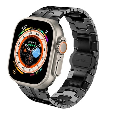 O Ozone - Titanium Metal Watch Band For Apple Watch Series 10   Ultra 2   8 Ultra   9   8   7   6, 49/46/45/44/42mm, Metal Replacement Wristband for Men - Black