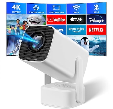 Wownect- Mini Projector [Android 11.0]   200 ANSI Lumens with 5G WiFi and Bluetooth 5.2   180&Acirc;&deg; Angle adjustment Movie Projector