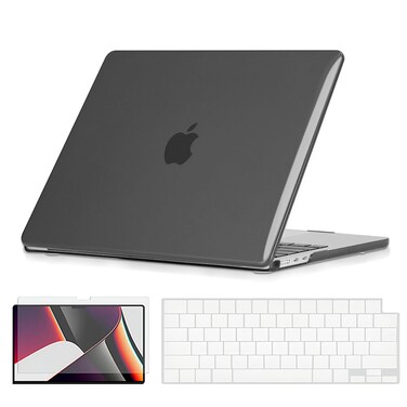 O Ozone - Crystal Case MacBook Air 13 inch (A2681) M2 2022, (A3113) M3 2024 with Keyboard Cover &amp; Screen Protector - Black