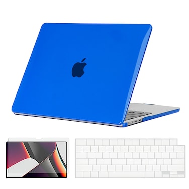 O Ozone - Crystal Case MacBook Air 13 inch (A2681) M2 2022, (A3113) M3 2024 with Keyboard Cover &amp; Screen Protector - Dark Blue