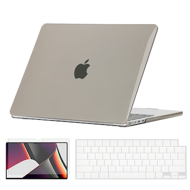 O Ozone - Crystal Case MacBook Air 15 inch (A2941) M2 2023, (A3114) M3 2024 with Keyboard Cover &amp; Screen Protector - Grey