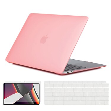 O Ozone - Rubberized Matte Case MacBook Air 13 inch (A1932, A2179, A2337, 2018-2020) with Keyboard Cover &amp; Screen Protector - Pink