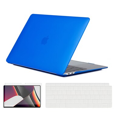O Ozone - Rubberized Matte Case MacBook Air 13 inch (A1932, A2179, A2337, 2018-2020) with Keyboard Cover &amp; Screen Protector - Dark Blue