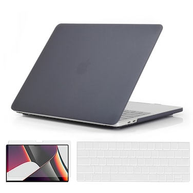 O Ozone - Rubberized Matte Case MacBook Pro 13 inch (A1706, A1708, A1989, A2159, A2289, A2251, A2338, 2016, 2018-2020) with Keyboard Cover &amp; Screen Protector - Black