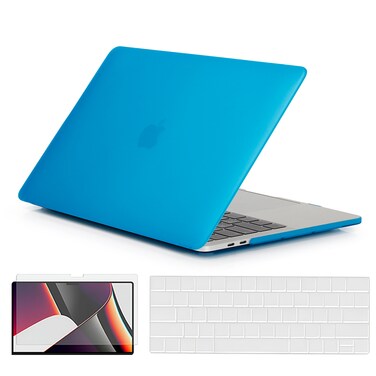 O Ozone - Rubberized Matte Case MacBook Pro 13 inch (A1706, A1708, A1989, A2159, A2289, A2251, A2338, 2016, 2018-2020) with Keyboard Cover &amp; Screen Protector - Blue