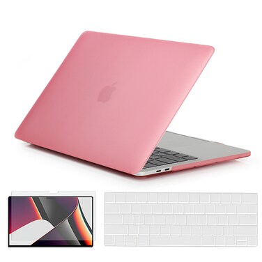 O Ozone - Rubberized Matte Case MacBook Pro 13 inch (A1706, A1708, A1989, A2159, A2289, A2251, A2338, 2016, 2018-2020) with Keyboard Cover &amp; Screen Protector - Pink