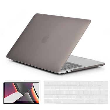 O Ozone - Rubberized Matte Case MacBook Pro 13 inch (A1706, A1708, A1989, A2159, A2289, A2251, A2338, 2016, 2018-2020) with Keyboard Cover &amp; Screen Protector - Grey