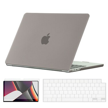 O Ozone - Rubberized Matte Case MacBook Air 15 inch (A2941) M2 2023, (A3114) M3 2024 with Keyboard Cover &amp; Screen Protector - Grey
