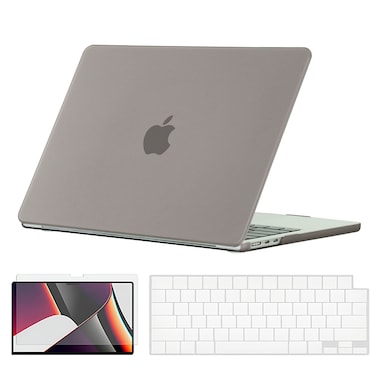 O Ozone - Rubberized Matte Case MacBook Pro 14 inch (A2442, A2779, A2918, A2992) 2021 (A3112, A3185, A3401) M4 2024 with Keyboard Cover &amp; Screen Protector - Grey